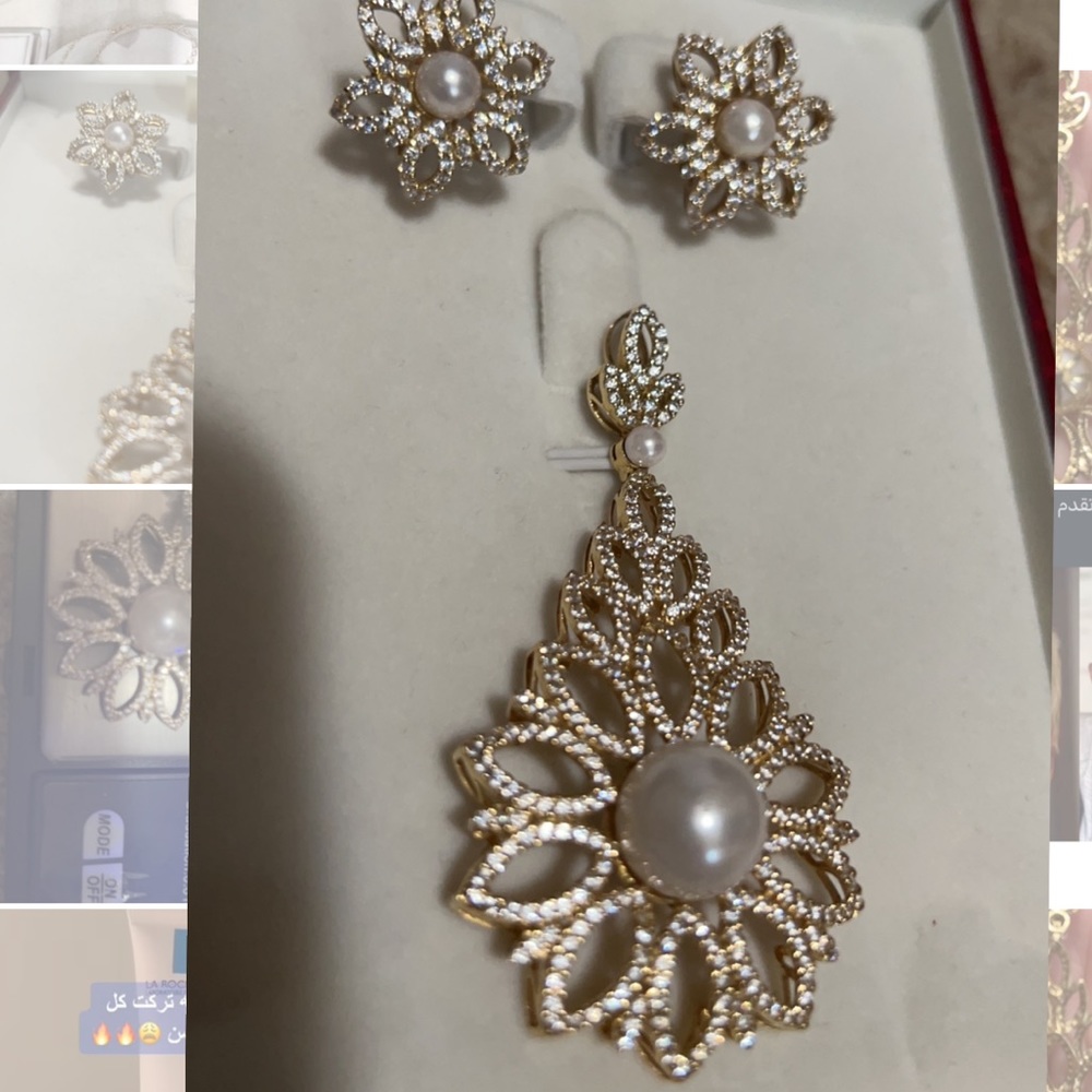 Elegant big 18k solid gold Italian necklace earring set